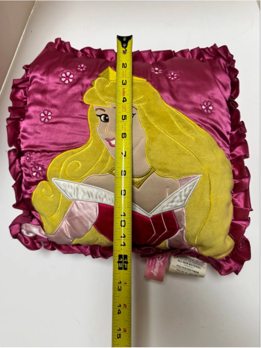 Vintage Disney Princess Aurora Accent Pillow Pink & Yellow 12” x 12”